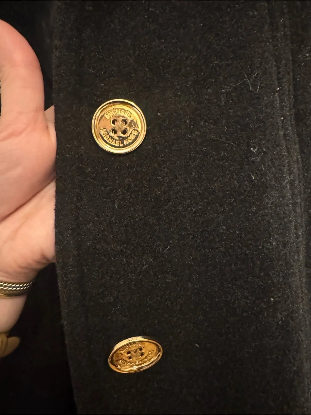 Michael Kors Black Trench Coat with Gold Buttons